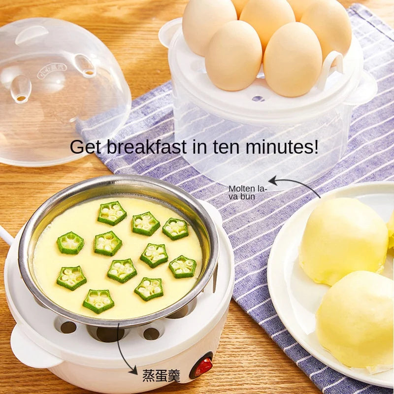 Electric Egg Steamer Breakfast Machine Auto Power Off Double Layer Poacher Multi-function Food Processor Kitchen Gift Boiler