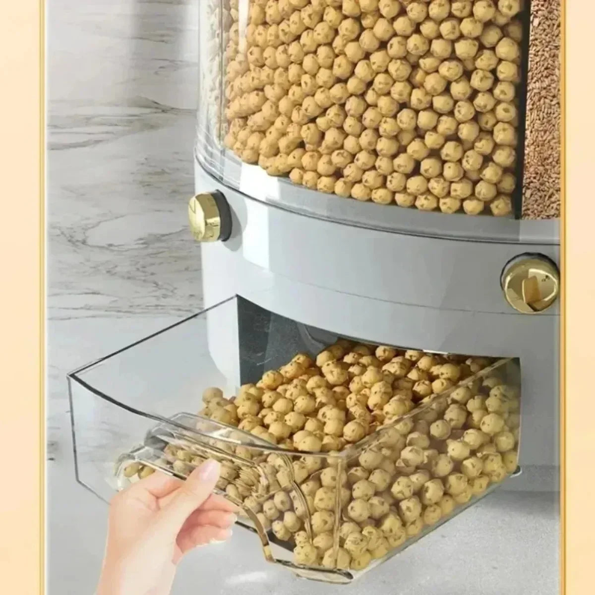 Rice Dispenser 360 Degree Rotating Sealed Dry Cereal Grain Bucket Dispenser Moisture-proof Kitchen Food Container Storage Box